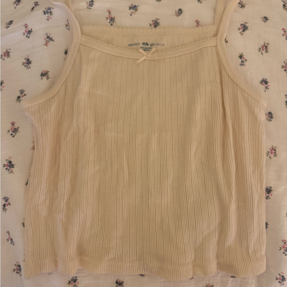 Brandy Melville Cream Ribbed Tank